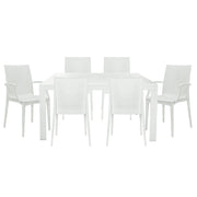 Mace Mid-Century 7-Piece Outdoor Dining Set: 4 Side Chairs & 2 Armchairs - Elax Furniture