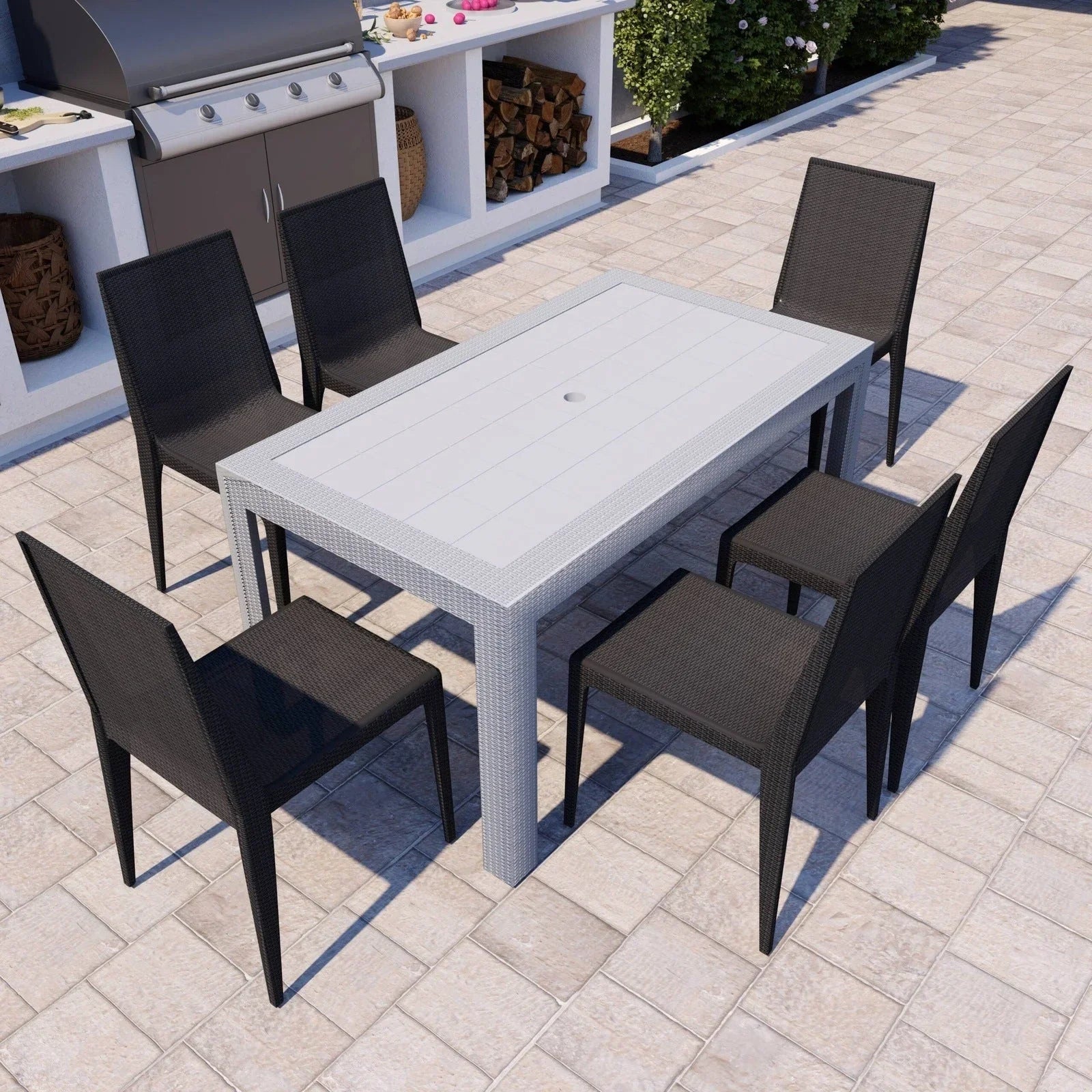 Mace Mid-Century 7-Piece Outdoor Dining Set - Elax Furniture