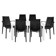 Kent Mid-Century 7-Piece Outdoor Dining Set: 4 Side Chairs & 2 Armchairs - Elax Furniture
