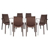 Kent Mid-Century 7-Piece Outdoor Dining Set: 4 Side Chairs & 2 Armchairs