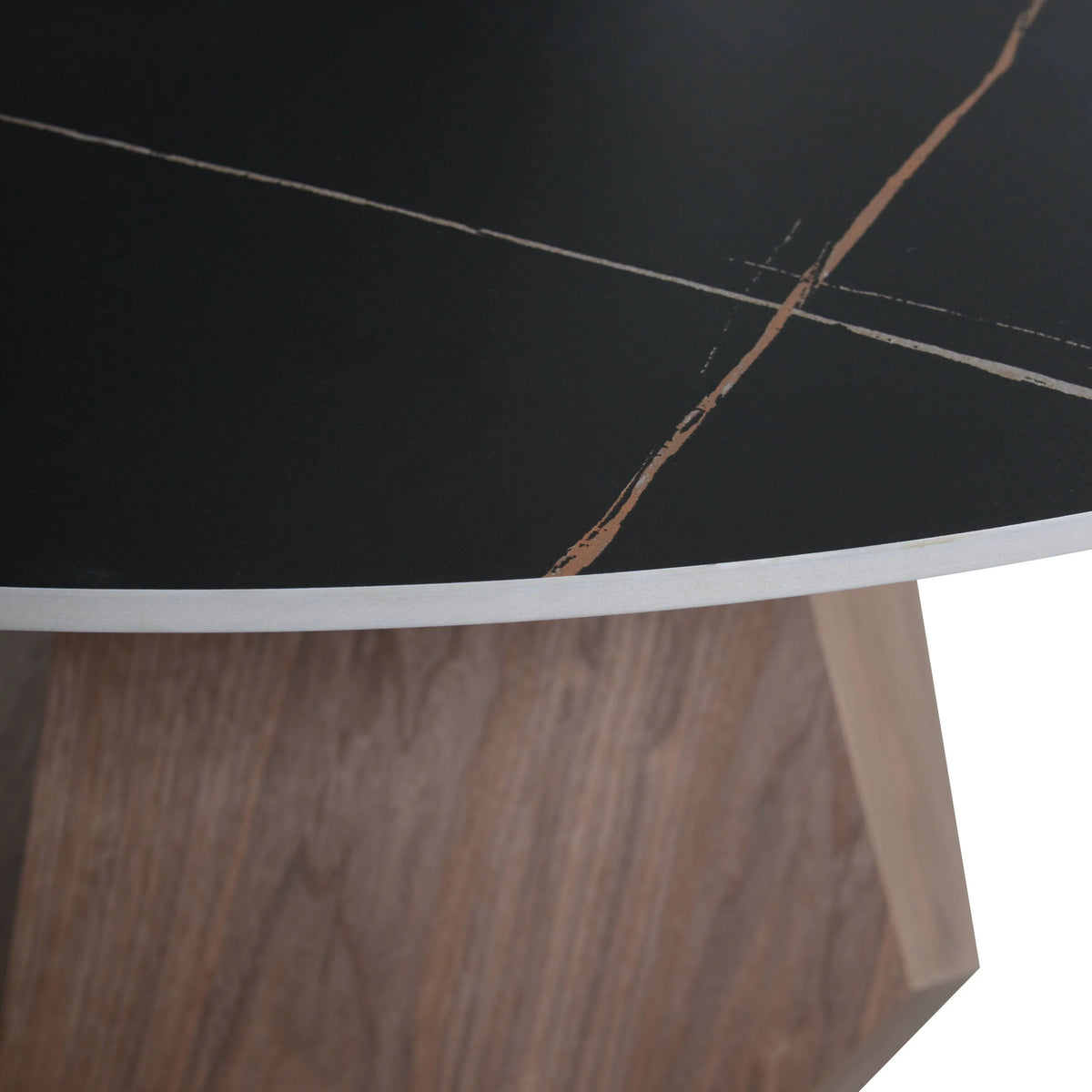 Nebo Modern Dining Table in Walnut Base with Glass/Sintered Stone Table Top - Elax Furniture
