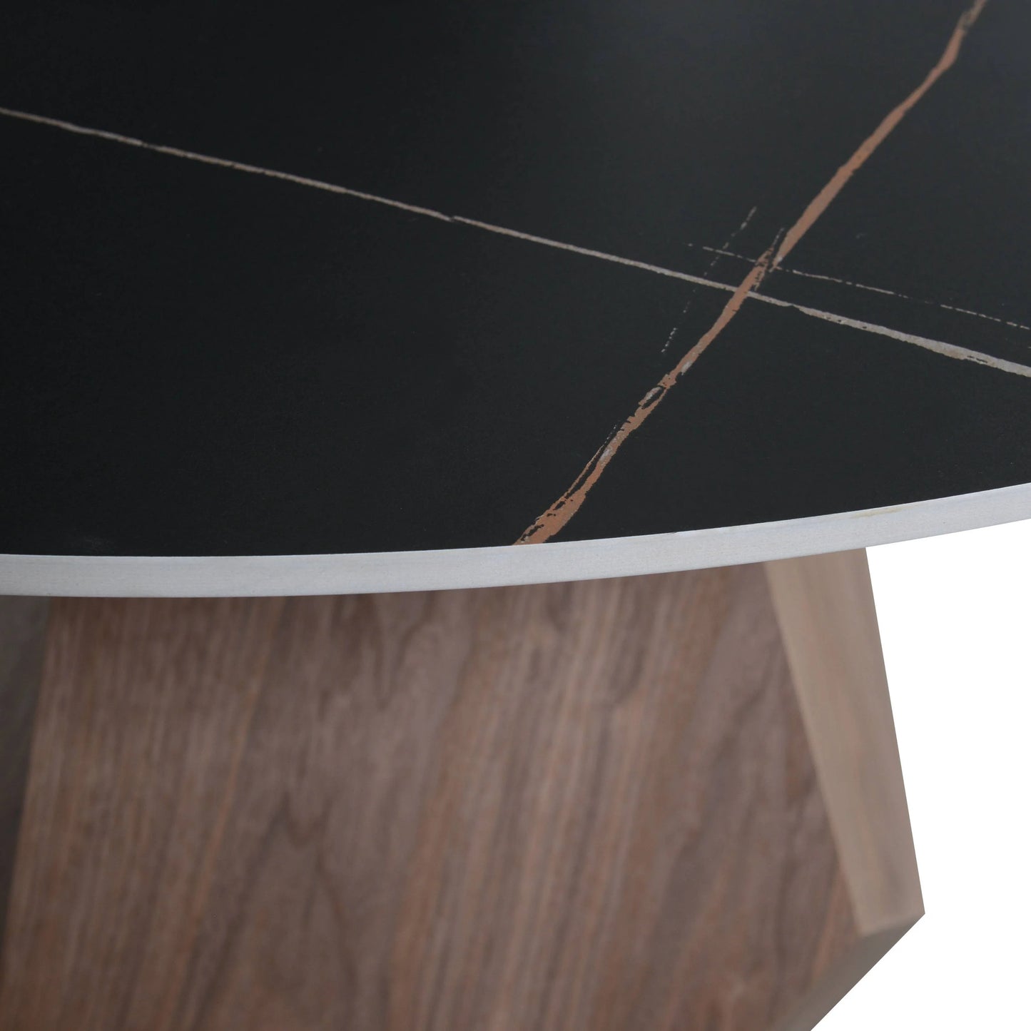 Nebo Modern Dining Table in Walnut Base with Glass/Sintered Stone Table Top - Elax Furniture