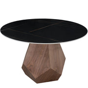 Nebo Modern Dining Table in Walnut Base with Glass/Sintered Stone Table Top - Elax Furniture