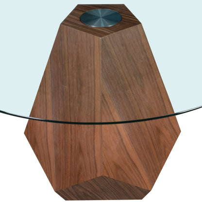 Nebo Modern Dining Table in Walnut Base with Glass/Sintered Stone Table Top - Elax Furniture
