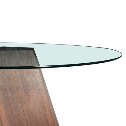 Nebo Modern Dining Table in Walnut Base with Glass/Sintered Stone Table Top - Elax Furniture