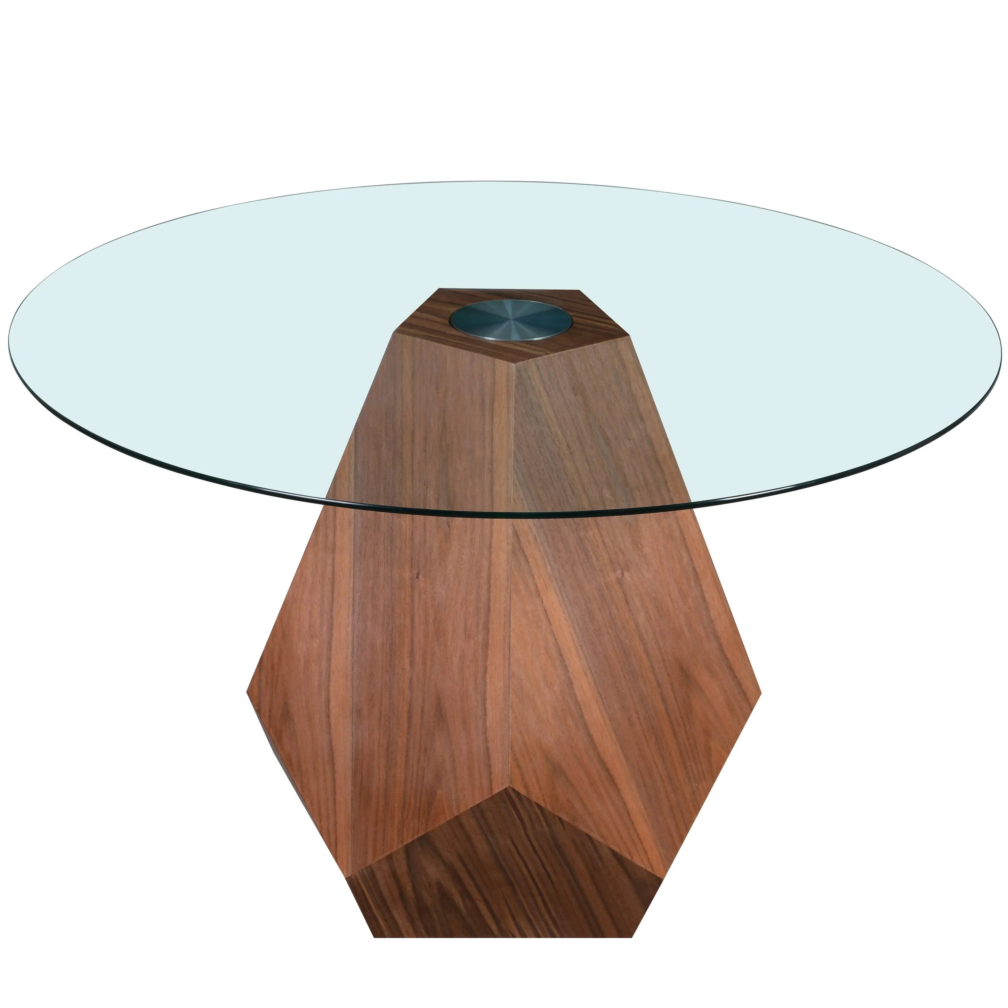 Nebo Modern Dining Table in Walnut Base with Glass/Sintered Stone Table Top - Elax Furniture