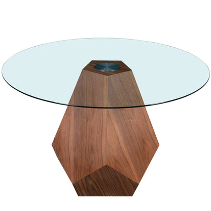 Nebo Modern Dining Table in Walnut Base with Glass/Sintered Stone Table Top - Elax Furniture