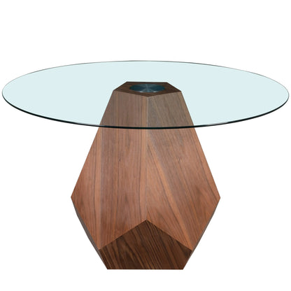 Nebo Modern Dining Table in Walnut Base with Glass/Sintered Stone Table Top - Elax Furniture