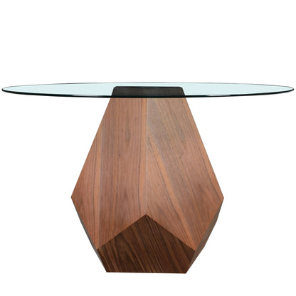 Nebo Modern Dining Table in Walnut Base with Glass/Sintered Stone Table Top - Elax Furniture