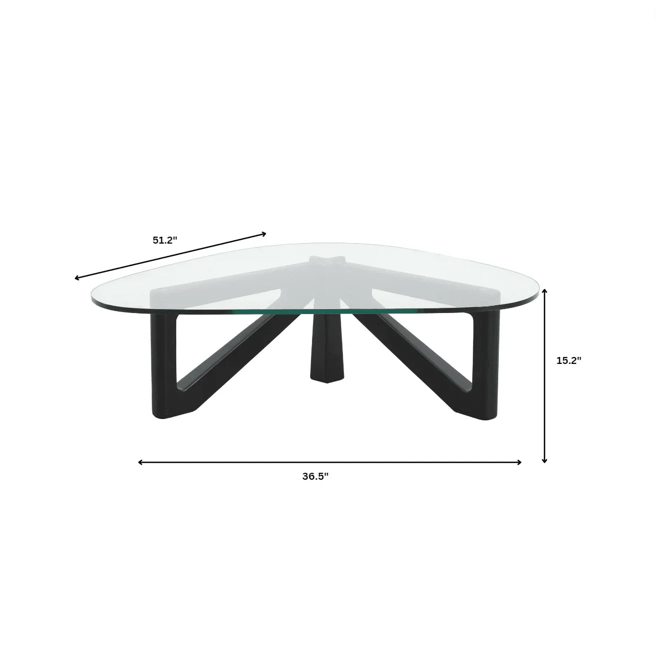 Imperial Triangular Coffee Table with a Glass Tabletop and Wood Base - Elax Furniture