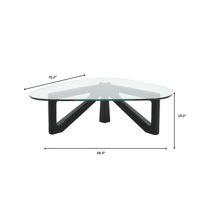 Imperial Triangular Coffee Table with a Glass Tabletop and Wood Base - Elax Furniture
