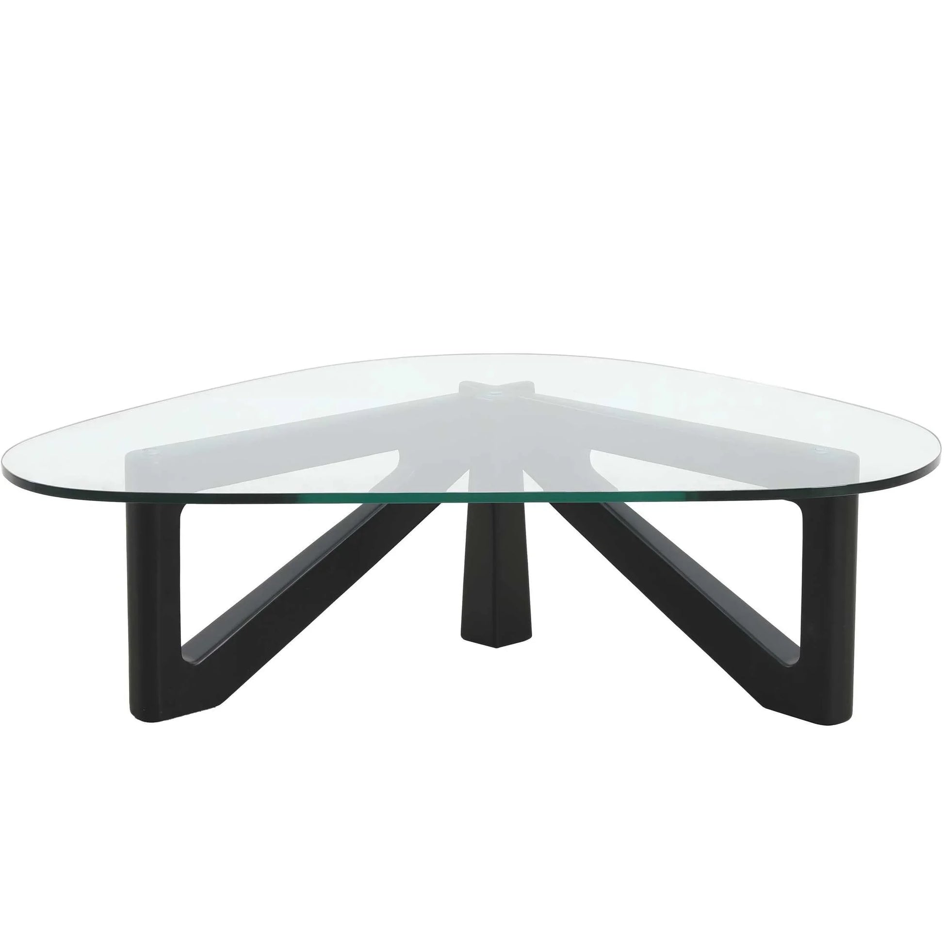 Imperial Triangular Coffee Table with a Glass Tabletop and Wood Base - Elax Furniture
