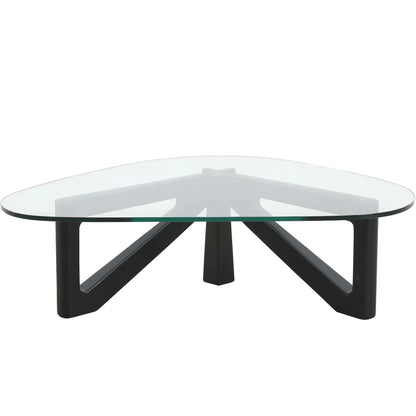 Imperial Triangular Coffee Table with a Glass Tabletop and Wood Base - Elax Furniture