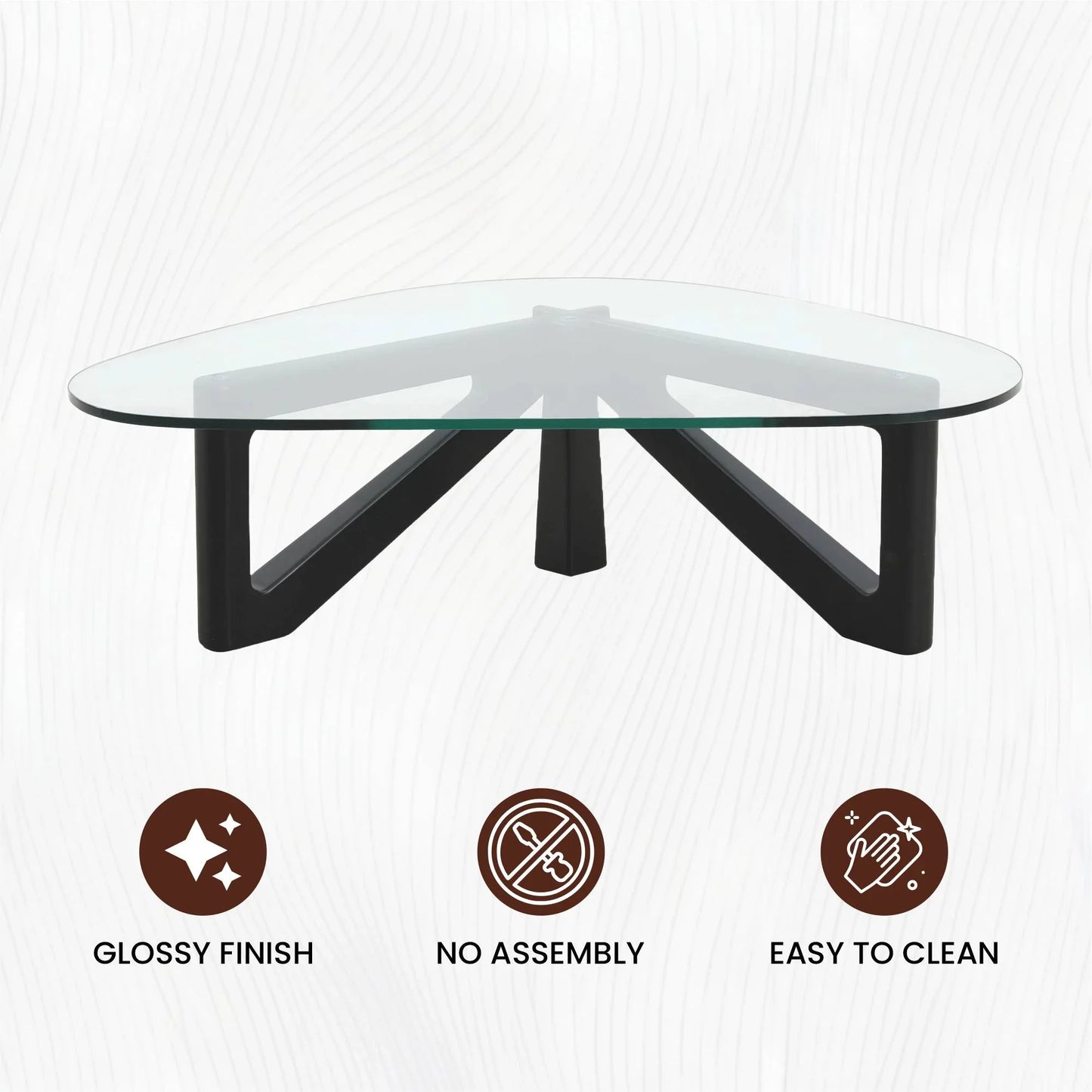 Imperial Triangular Coffee Table with a Glass Tabletop and Wood Base - Elax Furniture