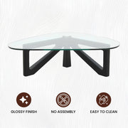 Imperial Triangular Coffee Table with a Glass Tabletop and Wood Base - Elax Furniture