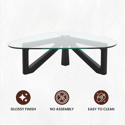 Imperial Triangular Coffee Table with a Glass Tabletop and Wood Base - Elax Furniture
