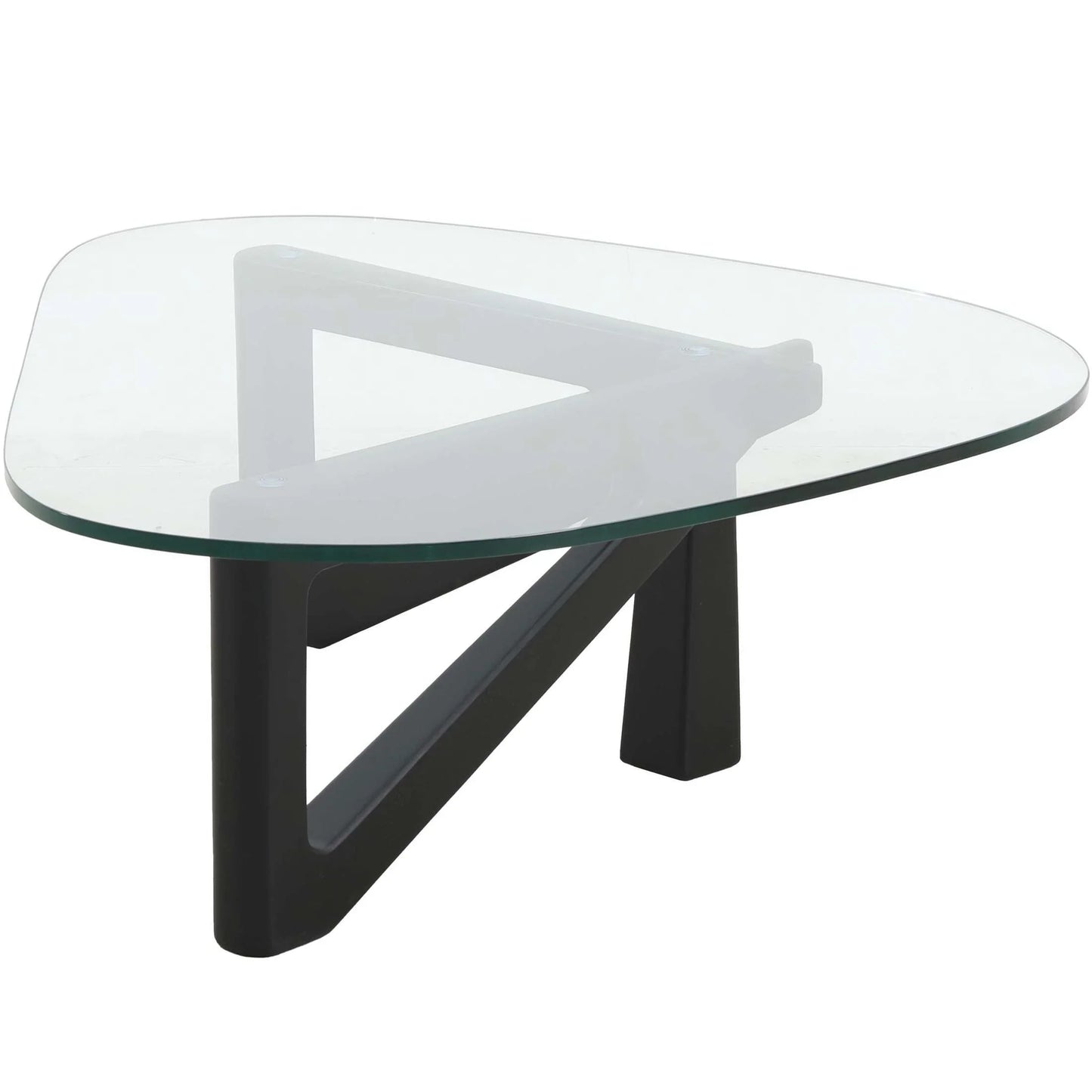 Imperial Triangular Coffee Table with a Glass Tabletop and Wood Base - Elax Furniture