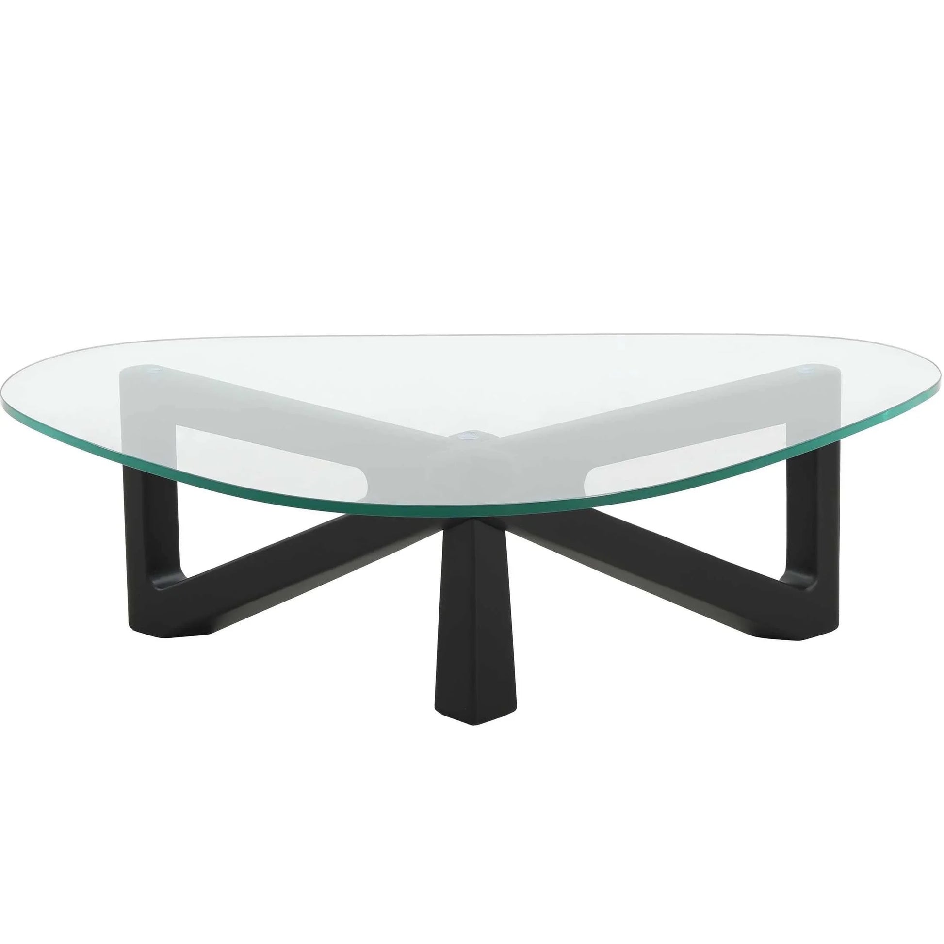Imperial Triangular Coffee Table with a Glass Tabletop and Wood Base - Elax Furniture