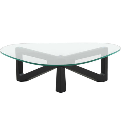 Imperial Triangular Coffee Table with a Glass Tabletop and Wood Base - Elax Furniture