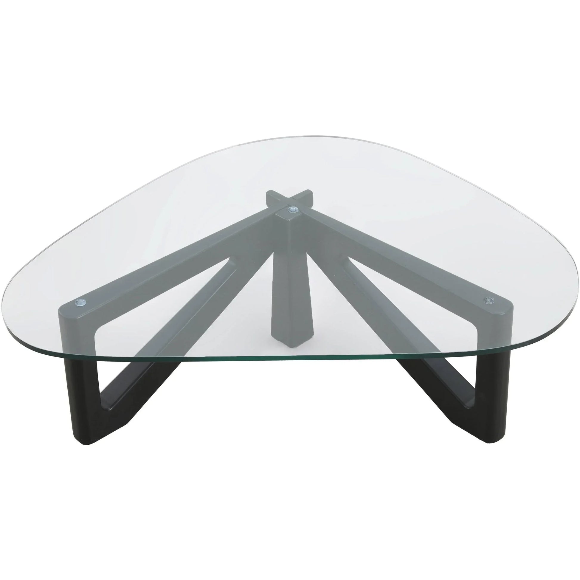 Imperial Triangular Coffee Table with a Glass Tabletop and Wood Base - Elax Furniture