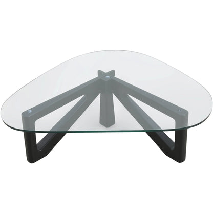 Imperial Triangular Coffee Table with a Glass Tabletop and Wood Base - Elax Furniture