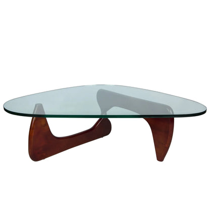 Imperial Triangular Coffee Table with a Glass Tabletop and Wood Base - Elax Furniture