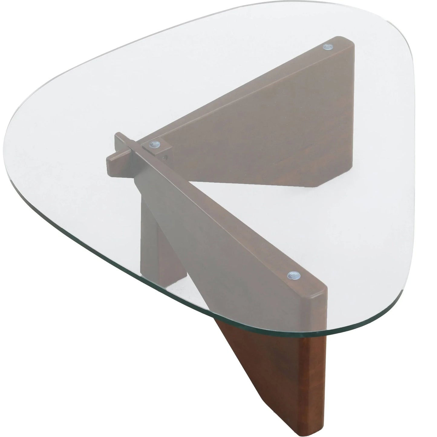 Imperial Triangular Coffee Table with a Glass Tabletop and Wood Base - Elax Furniture