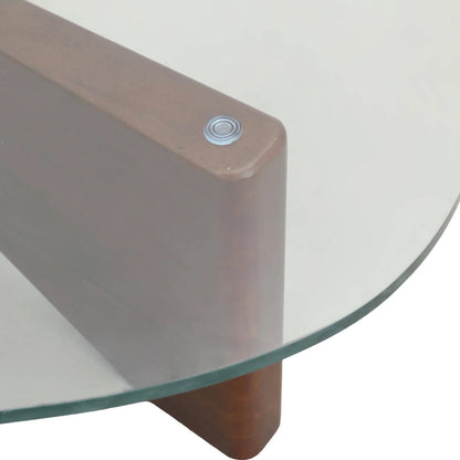 Imperial Triangular Coffee Table with a Glass Tabletop and Wood Base - Elax Furniture