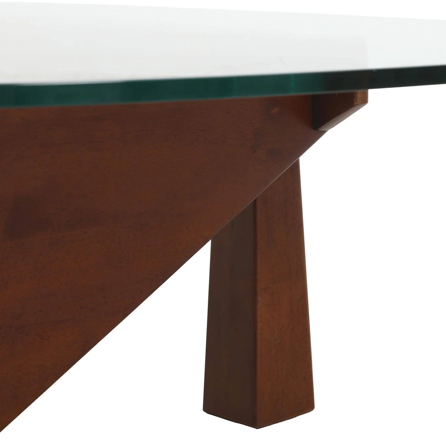 Imperial Triangular Coffee Table with a Glass Tabletop and Wood Base - Elax Furniture