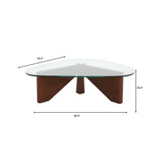 Imperial Triangular Coffee Table with a Glass Tabletop and Wood Base - Elax Furniture
