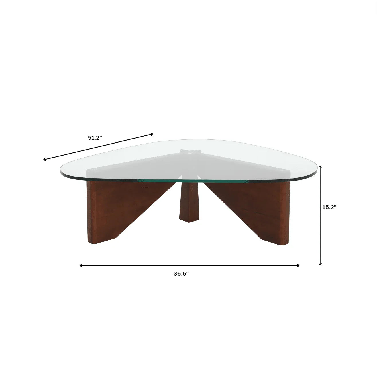 Imperial Triangular Coffee Table with a Glass Tabletop and Wood Base - Elax Furniture