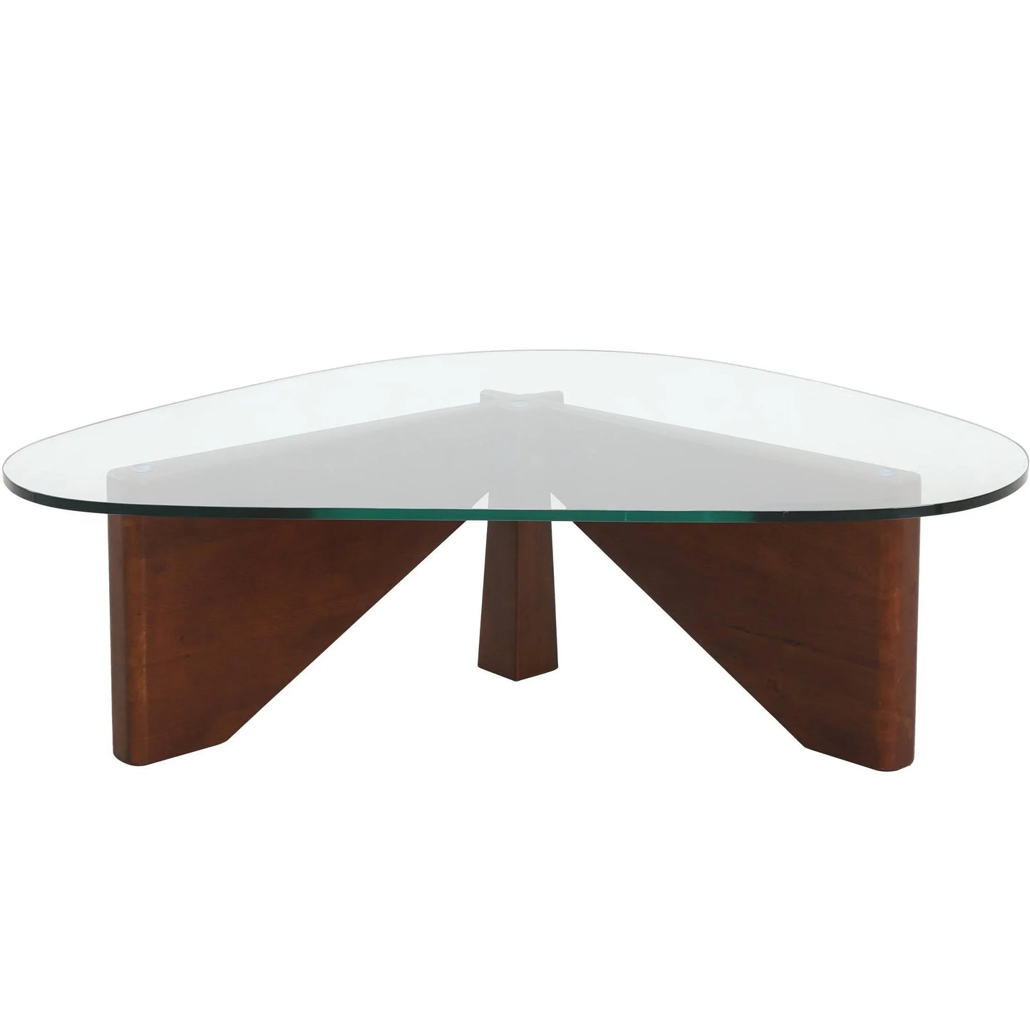 Imperial Triangular Coffee Table with a Glass Tabletop and Wood Base - Elax Furniture