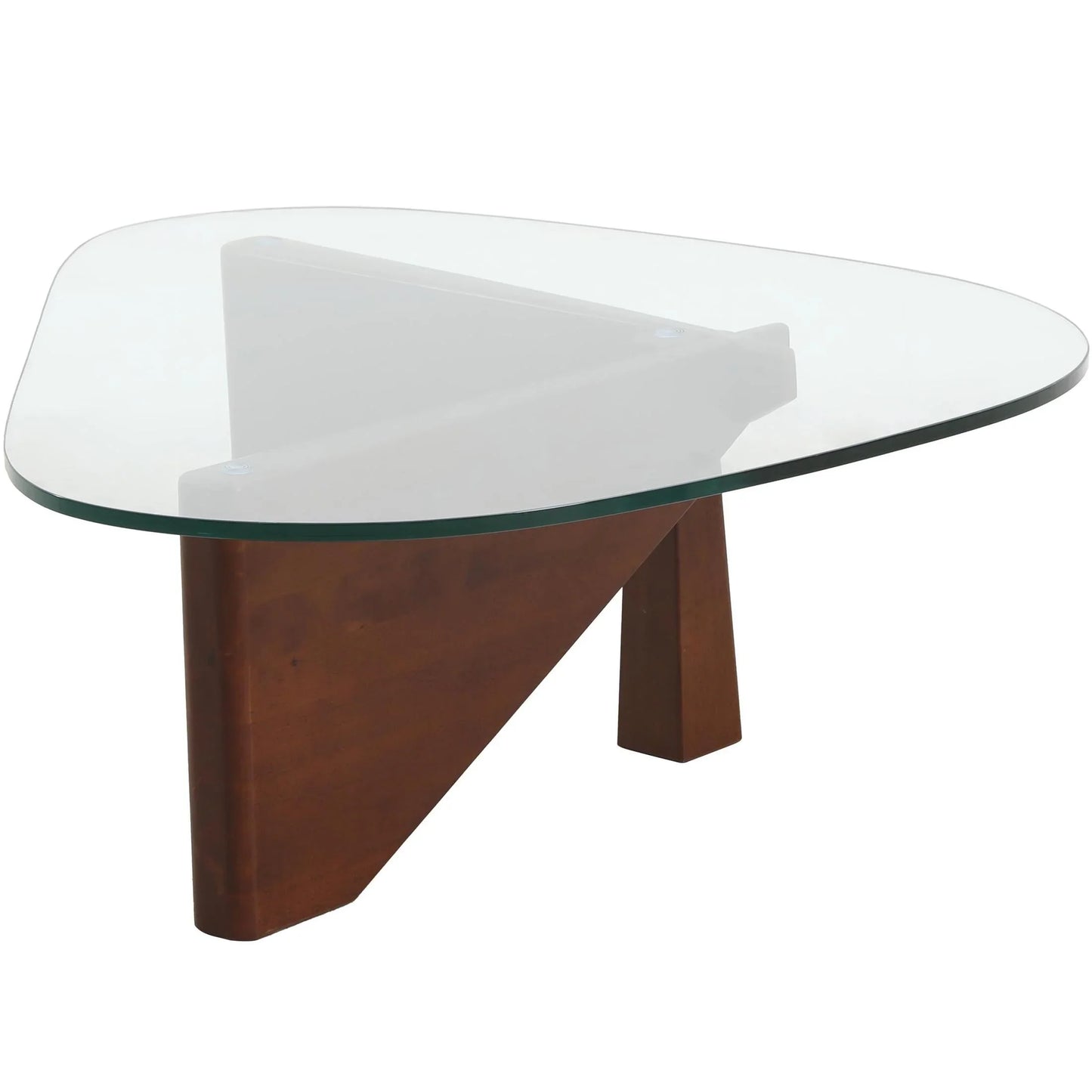 Imperial Triangular Coffee Table with a Glass Tabletop and Wood Base - Elax Furniture