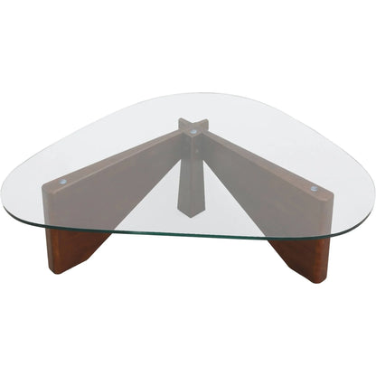 Imperial Triangular Coffee Table with a Glass Tabletop and Wood Base - Elax Furniture