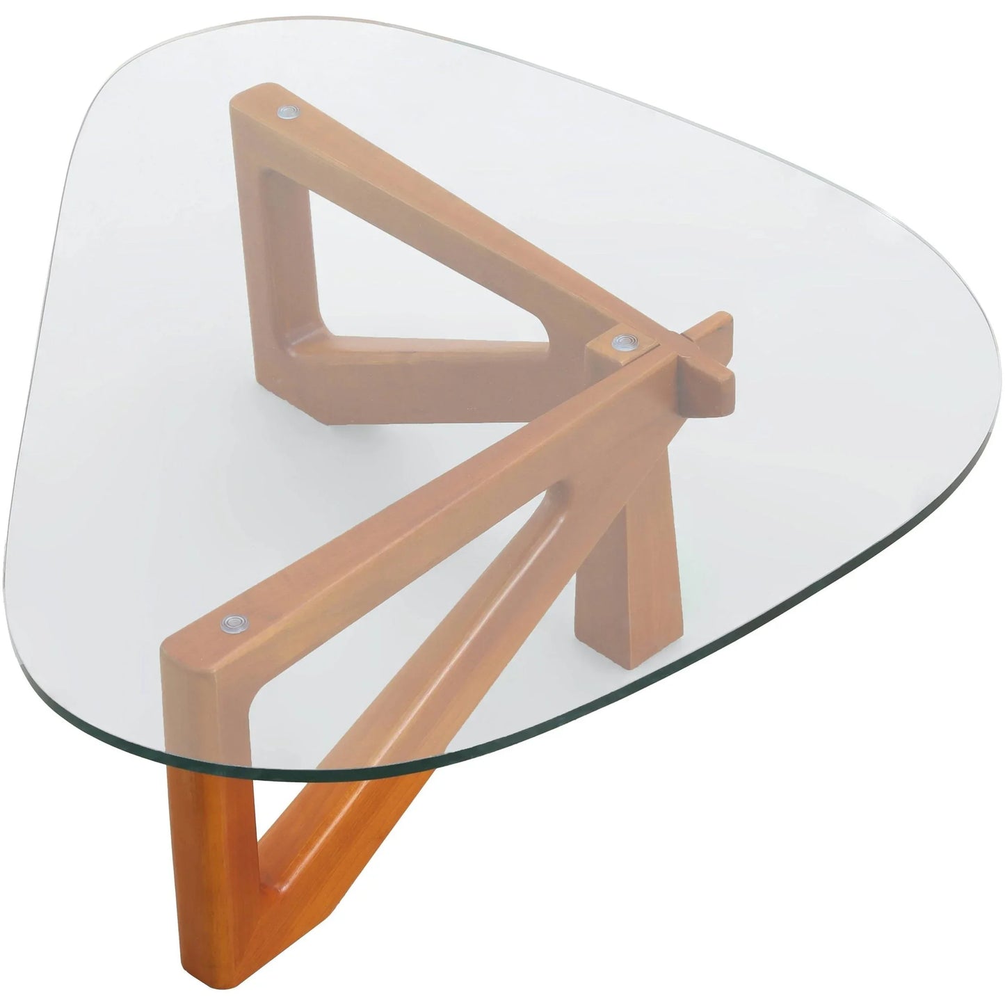 Imperial Triangular Coffee Table with a Glass Tabletop and Wood Base - Elax Furniture