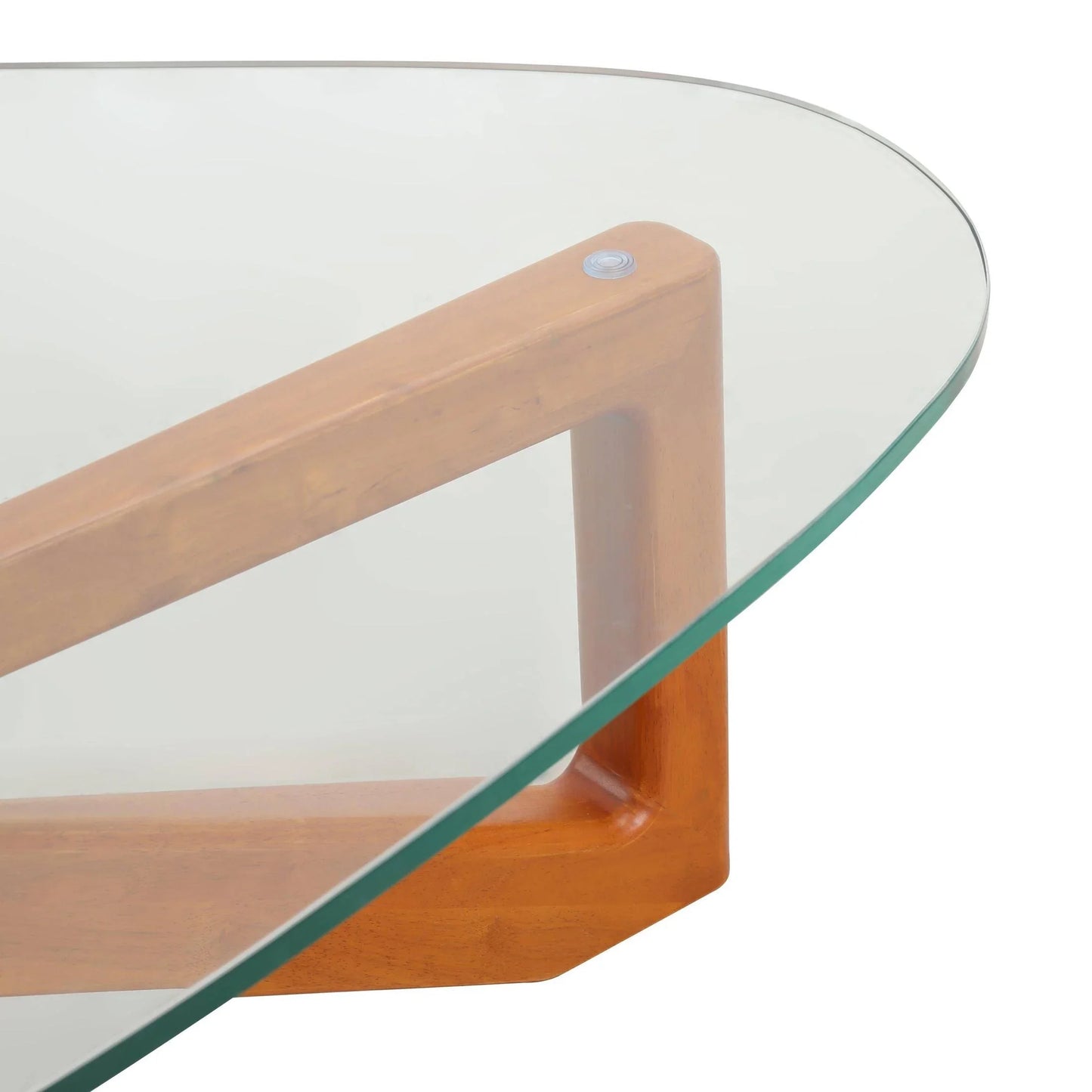 Imperial Triangular Coffee Table with a Glass Tabletop and Wood Base - Elax Furniture