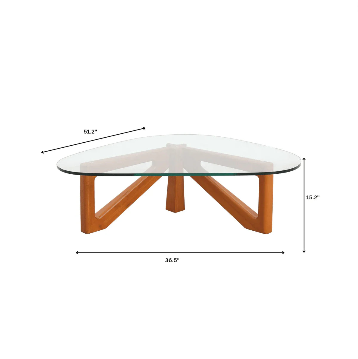 Imperial Triangular Coffee Table with a Glass Tabletop and Wood Base - Elax Furniture