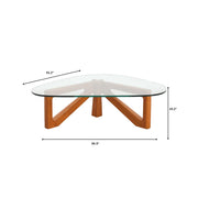 Imperial Triangular Coffee Table with a Glass Tabletop and Wood Base - Elax Furniture
