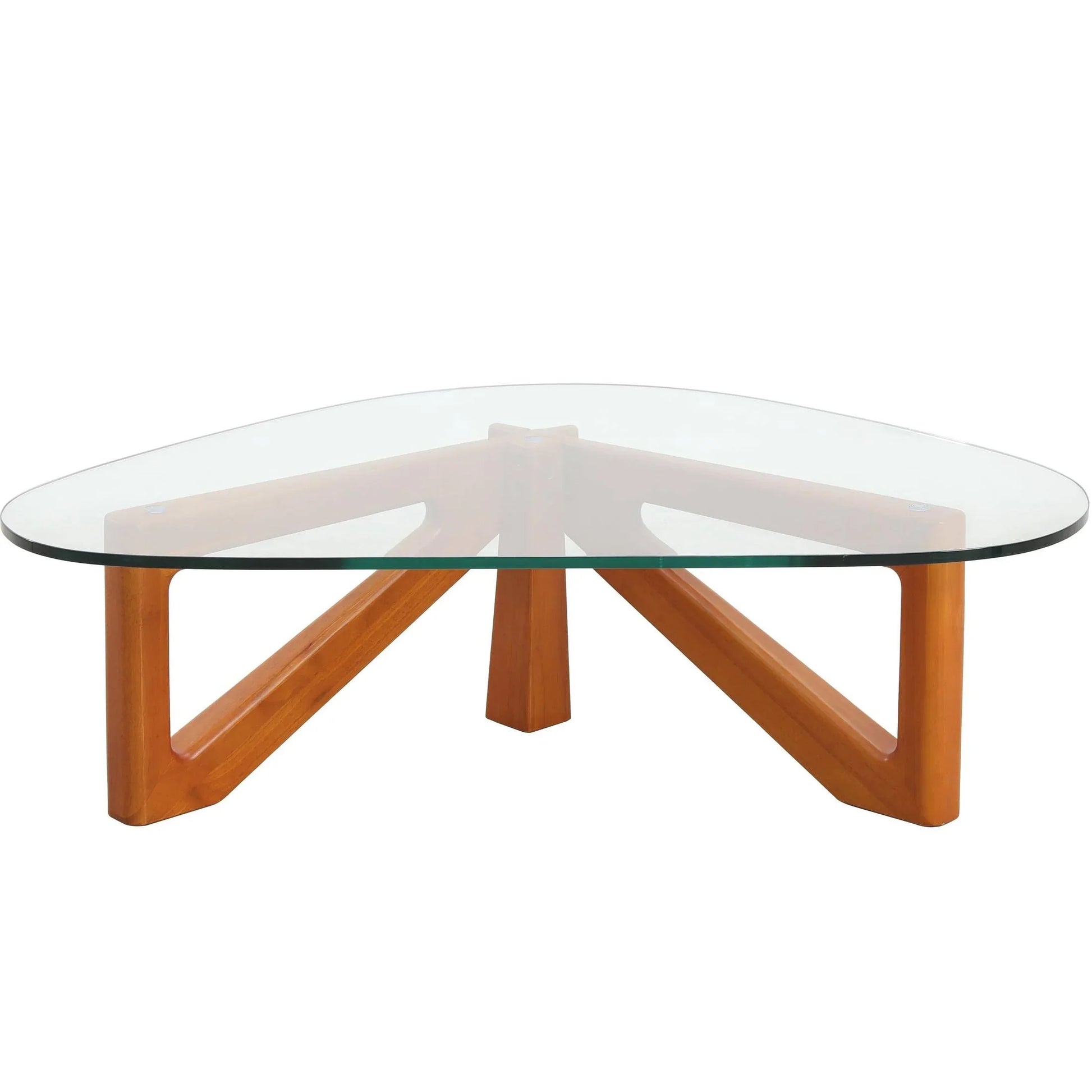 Imperial Triangular Coffee Table with a Glass Tabletop and Wood Base - Elax Furniture