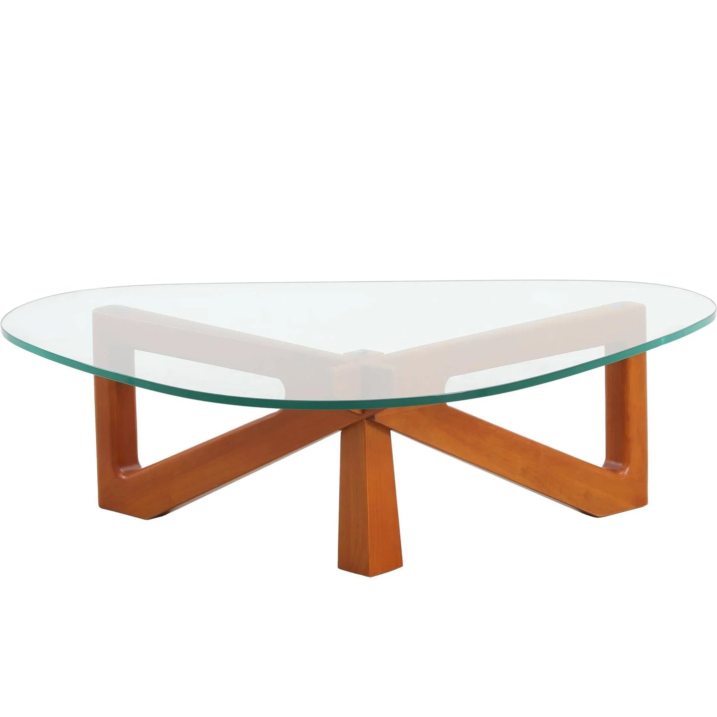 Imperial Triangular Coffee Table with a Glass Tabletop and Wood Base - Elax Furniture