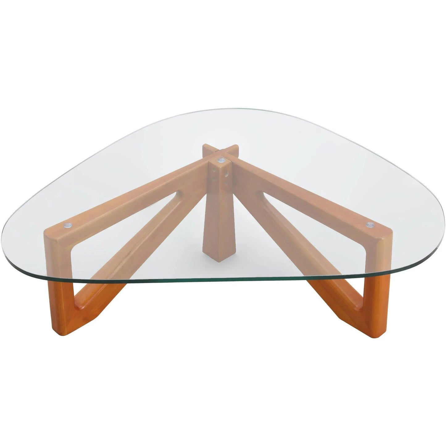 Imperial Triangular Coffee Table with a Glass Tabletop and Wood Base - Elax Furniture