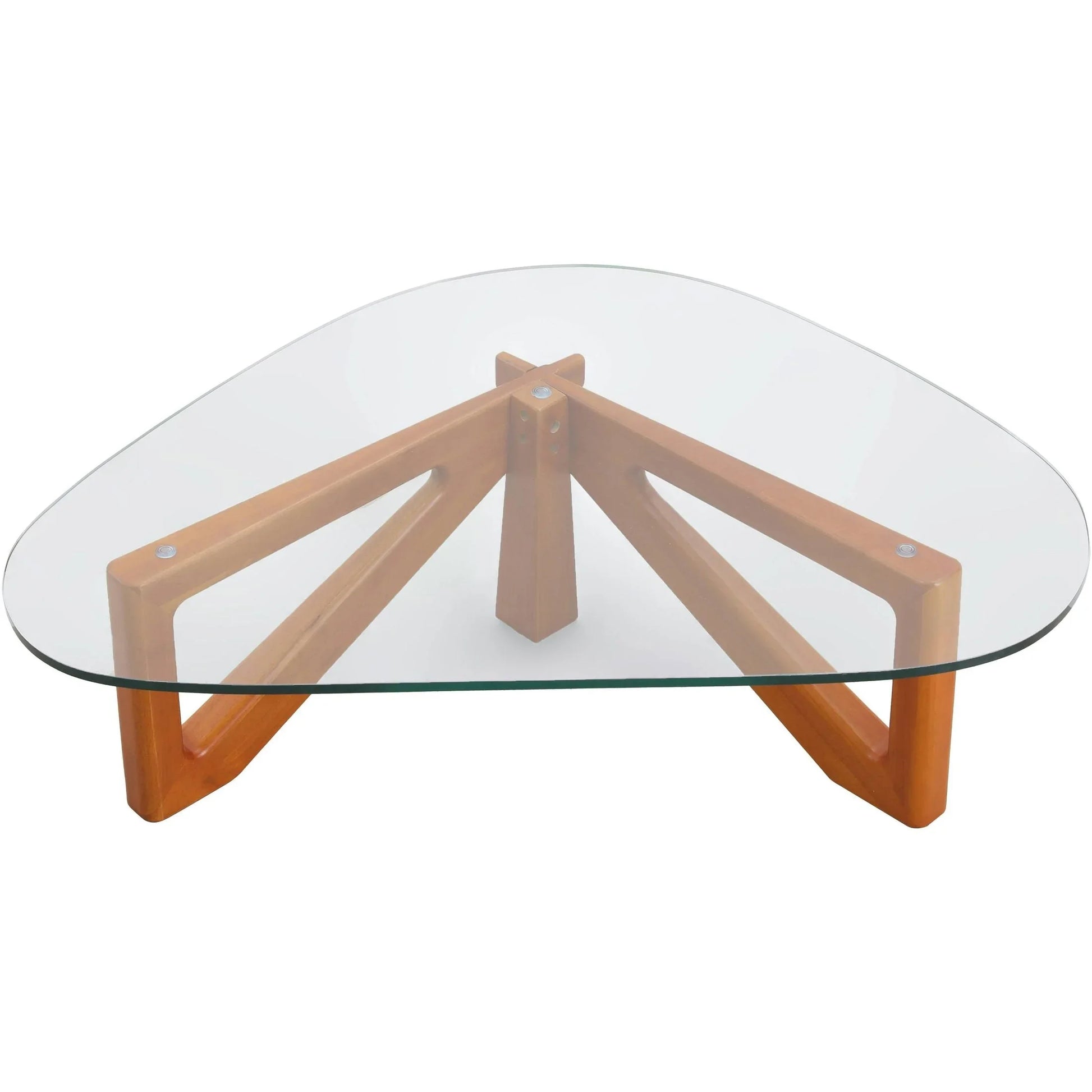 Imperial Triangular Coffee Table with a Glass Tabletop and Wood Base - Elax Furniture