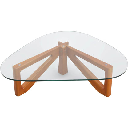 Imperial Triangular Coffee Table with a Glass Tabletop and Wood Base - Elax Furniture