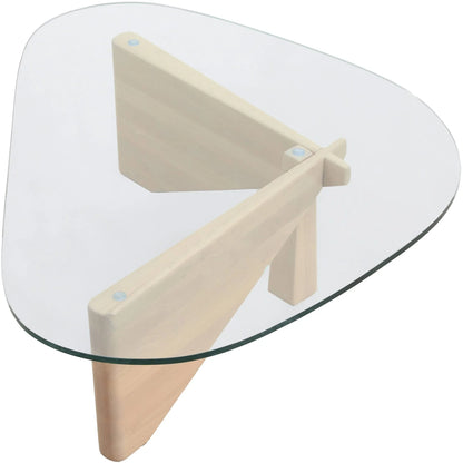 Imperial Triangular Coffee Table with a Glass Tabletop and Wood Base - Elax Furniture