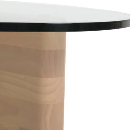 Imperial Triangular Coffee Table with a Glass Tabletop and Wood Base - Elax Furniture