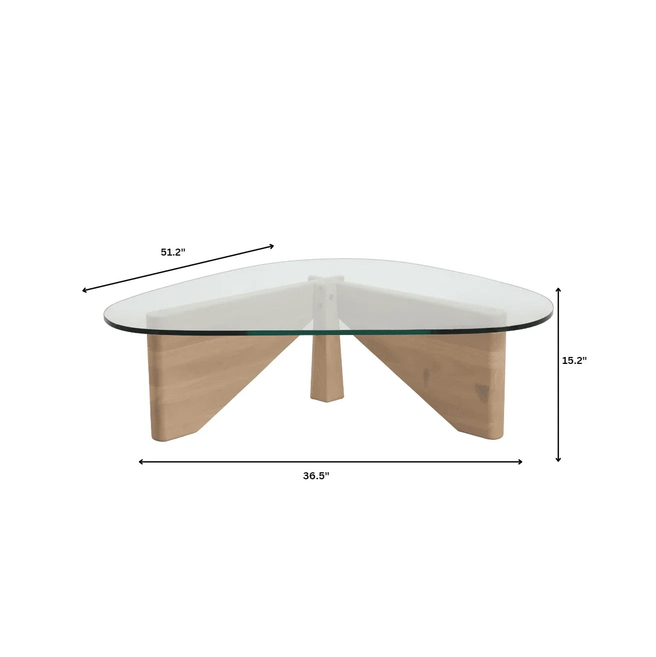 Imperial Triangular Coffee Table with a Glass Tabletop and Wood Base - Elax Furniture