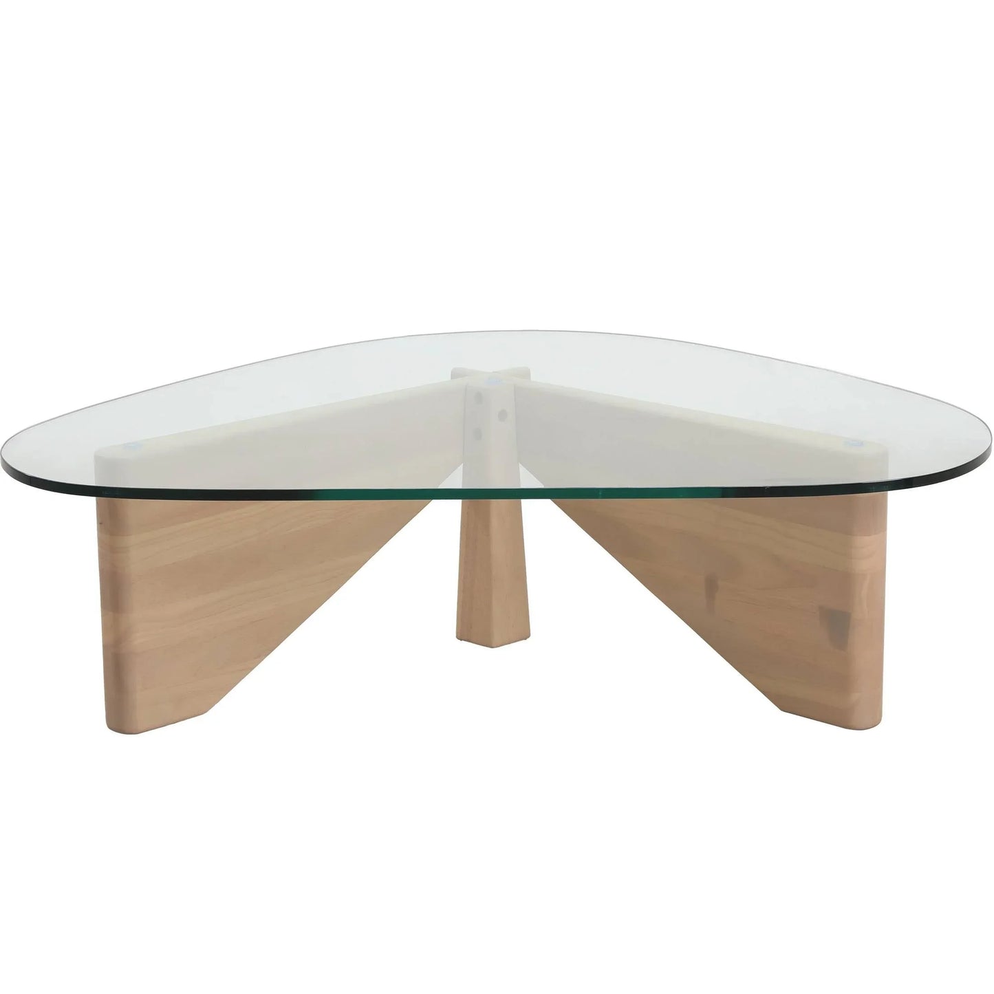 Imperial Triangular Coffee Table with a Glass Tabletop and Wood Base - Elax Furniture