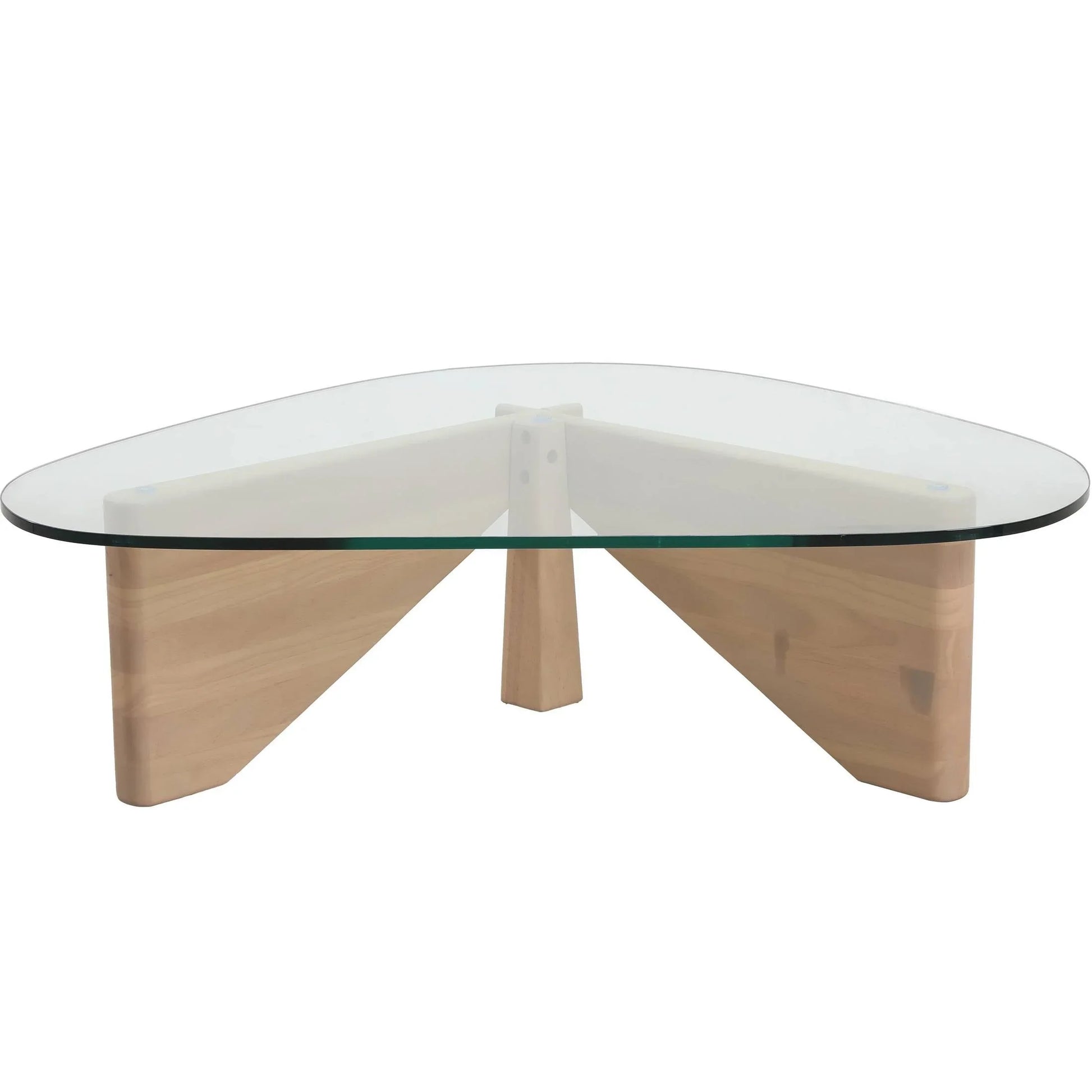 Imperial Triangular Coffee Table with a Glass Tabletop and Wood Base - Elax Furniture