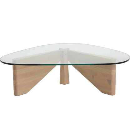 Imperial Triangular Coffee Table with a Glass Tabletop and Wood Base - Elax Furniture