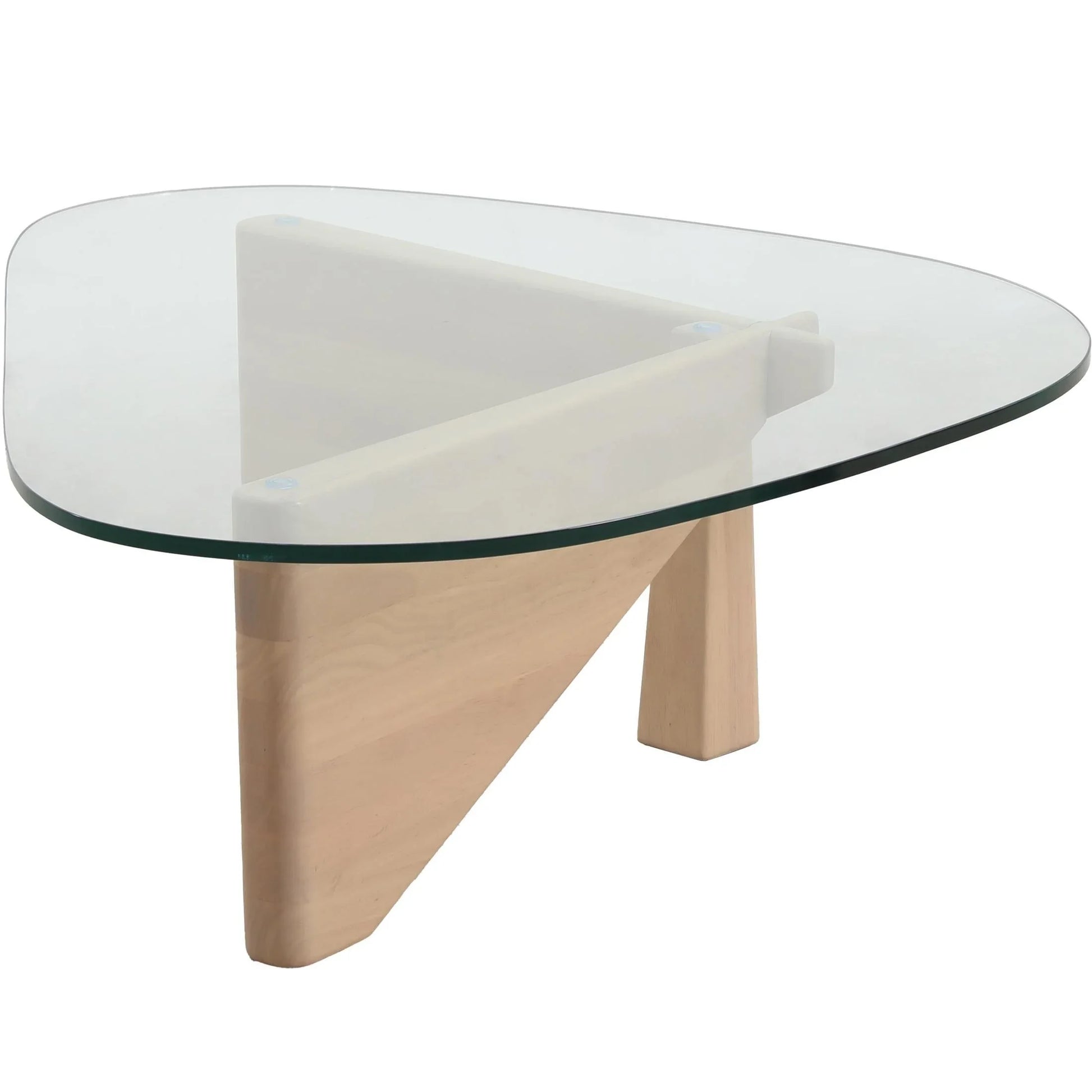 Imperial Triangular Coffee Table with a Glass Tabletop and Wood Base - Elax Furniture